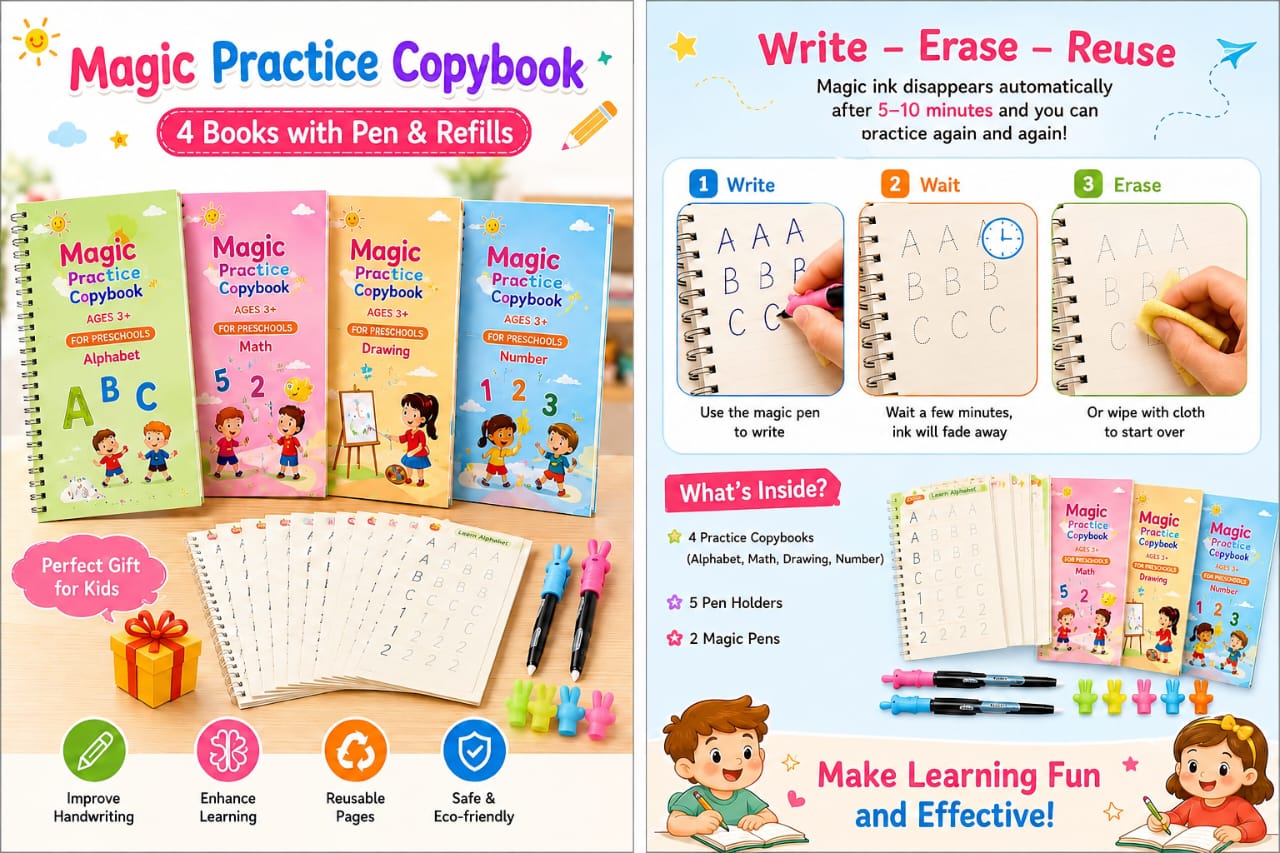Sank Magic Practice Copybook with Pen and Refill