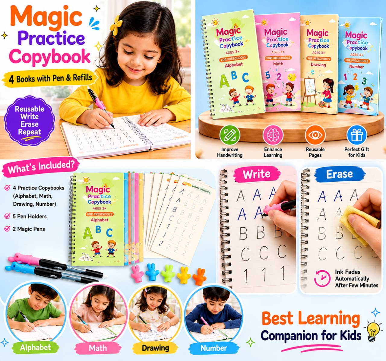 Sank Magic Practice Copybook with Pen and Refill
